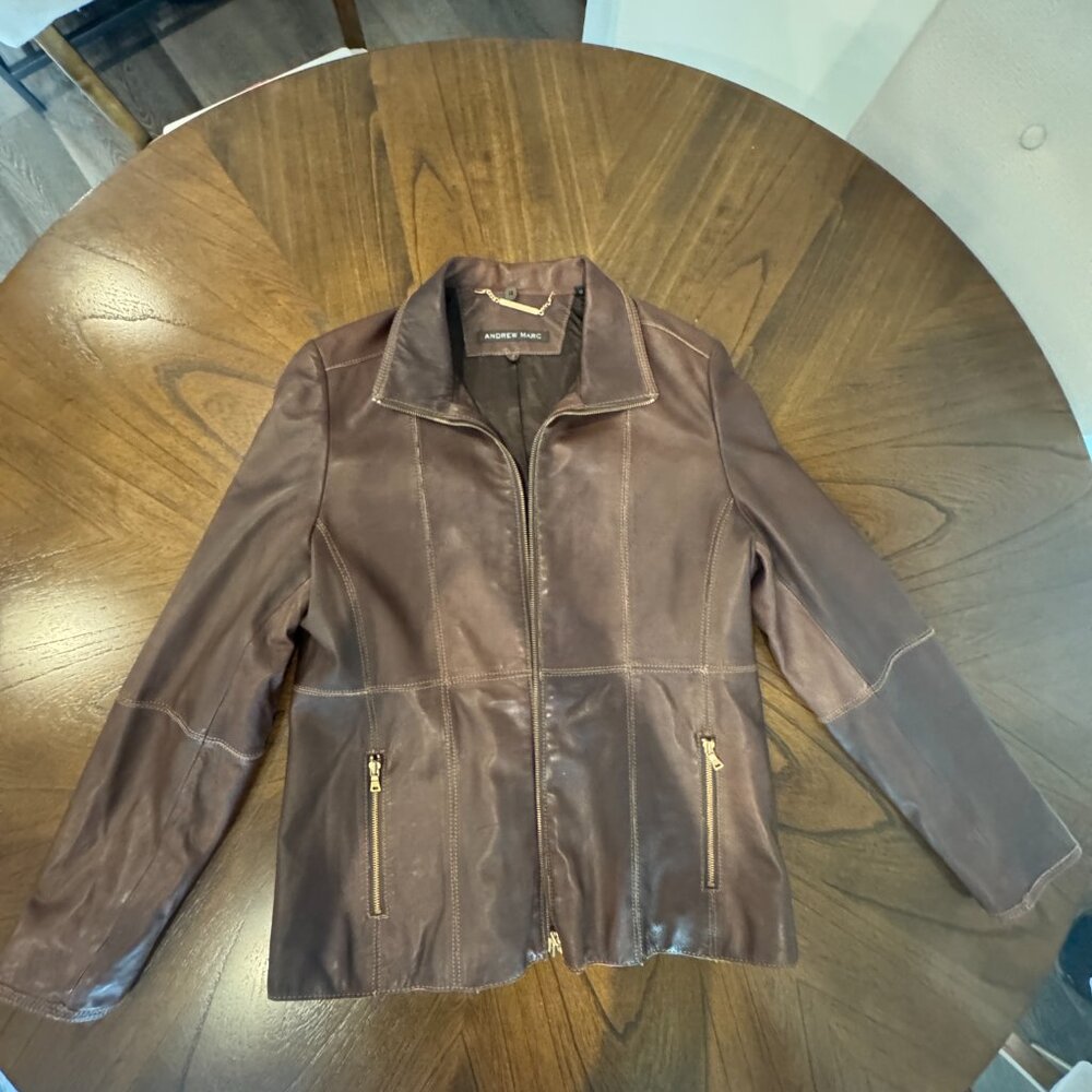 Andrew Marc Brown Leather Women's Jacket